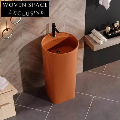 Elegant Freestanding Ceramic Pedestal Bathroom White Glazed Hand Wash Basin