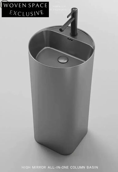 Elegant Freestanding Ceramic Pedestal Bathroom White Glazed Hand Wash Basin