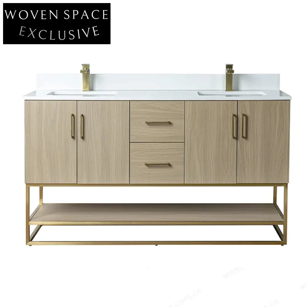 Elegant Freestanding Modern Double Sink Bathroom Storage Vanity