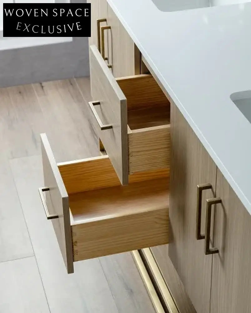 Elegant Freestanding Modern Double Sink Bathroom Storage Vanity