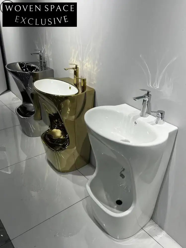 Elegant Freestanding Porcelain Foot Wash Basin for Modern Spa & Wudu Rituals