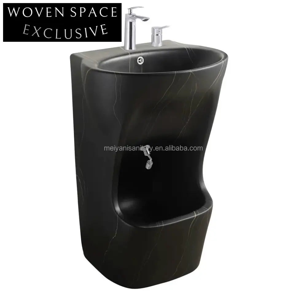 Elegant Freestanding Porcelain Pedestal Basin for Wudu Foot Washing & Modern Spaces