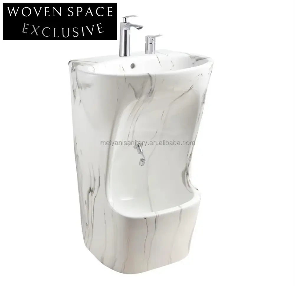 Elegant Freestanding Porcelain Pedestal Basin for Wudu Foot Washing & Modern Spaces