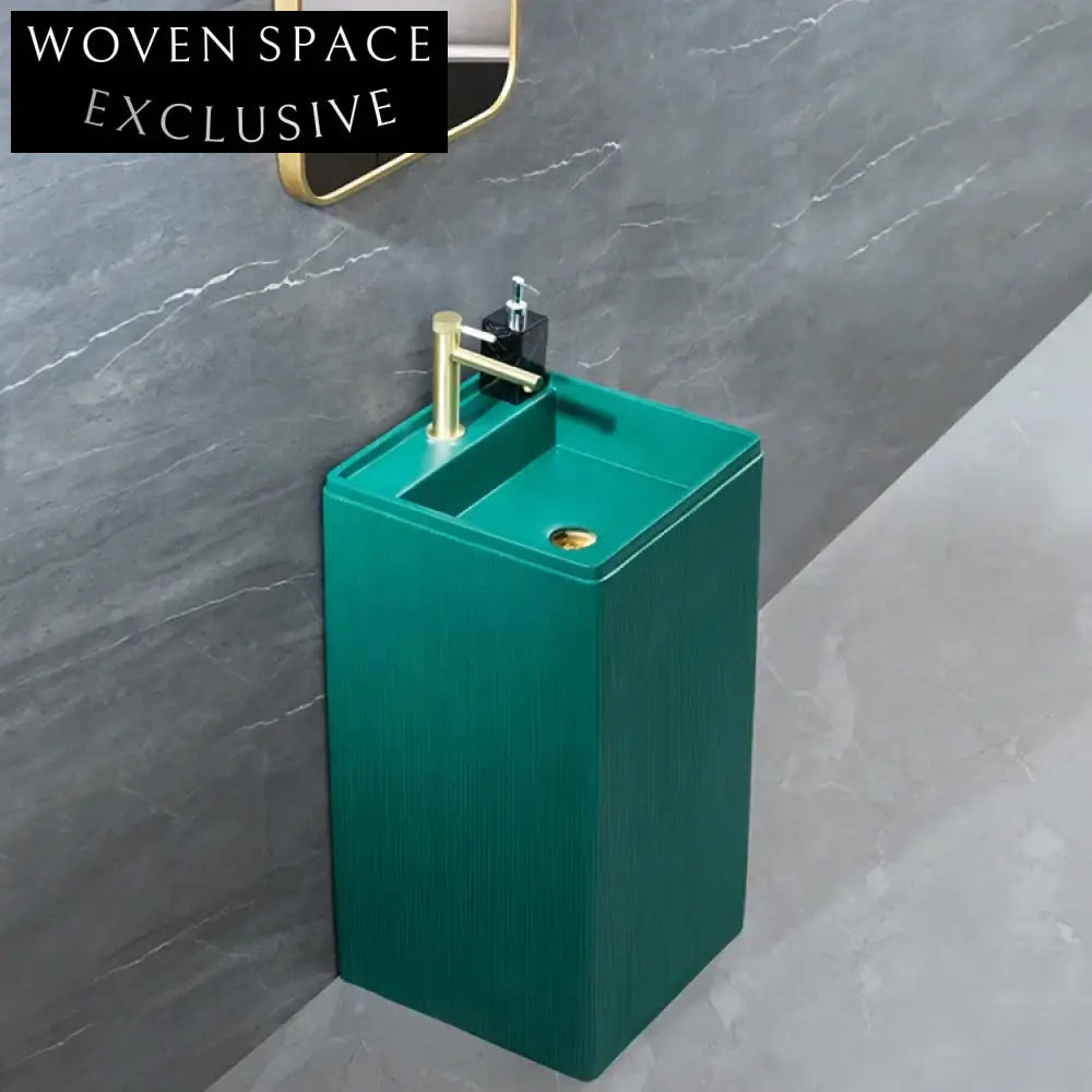 Elegant Freestanding Solid Surface Artificial Stone Modern Bathroom Pedestal Sink