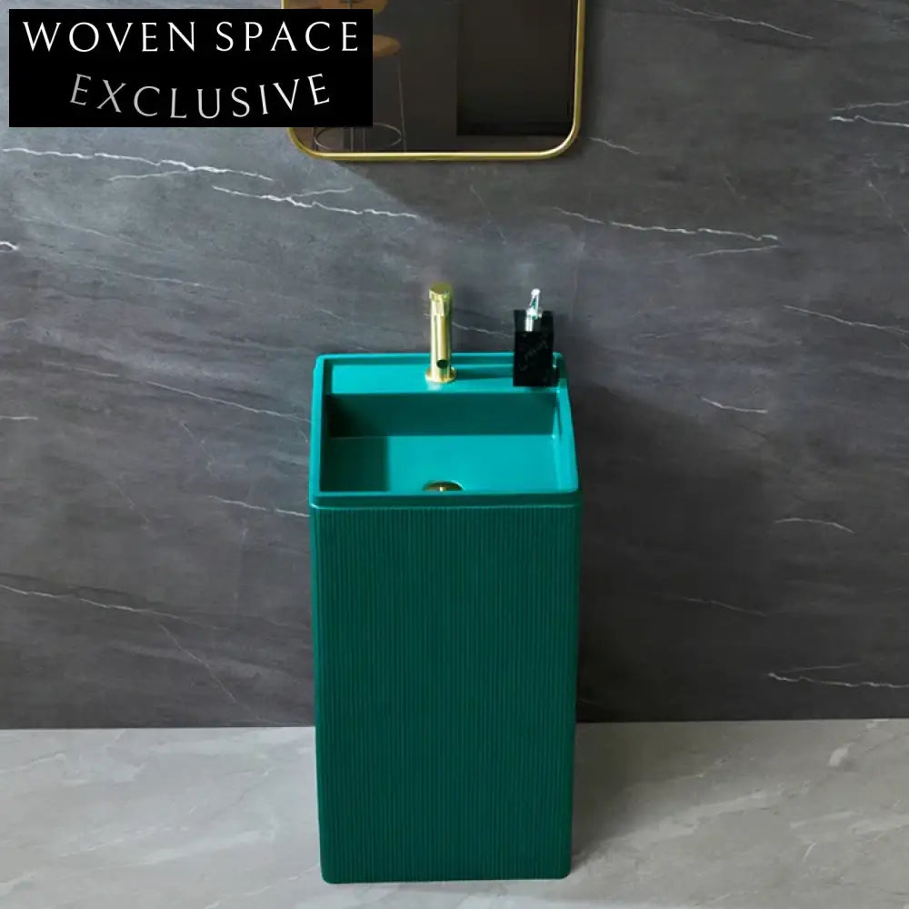 Elegant Freestanding Solid Surface Artificial Stone Modern Bathroom Pedestal Sink