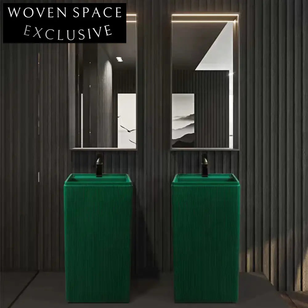 Elegant Freestanding Solid Surface Artificial Stone Modern Bathroom Pedestal Sink