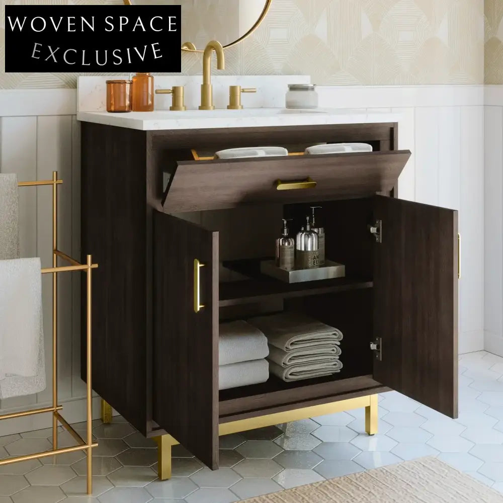 Elegant Freestanding Wooden Bathroom Vanity with Sink and Storage Cabinet
