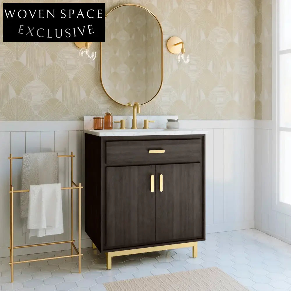 Elegant Freestanding Wooden Bathroom Vanity with Sink and Storage Cabinet