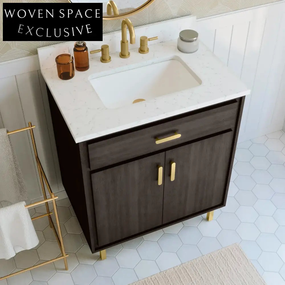 Elegant Freestanding Wooden Bathroom Vanity with Sink and Storage Cabinet
