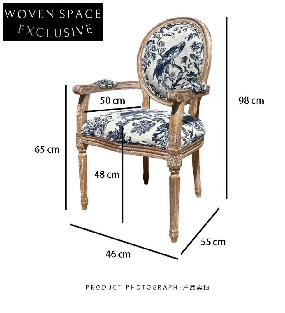 Elegant French Louis Arm Chair: Linen Upholstered, Solid Oak Wood, Antique Style