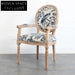 Elegant French Louis Arm Chair: Linen Upholstered, Solid Oak Wood, Antique Style