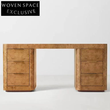 Elegant French Classic Solid Oak Wood Dressing Table with Drawers