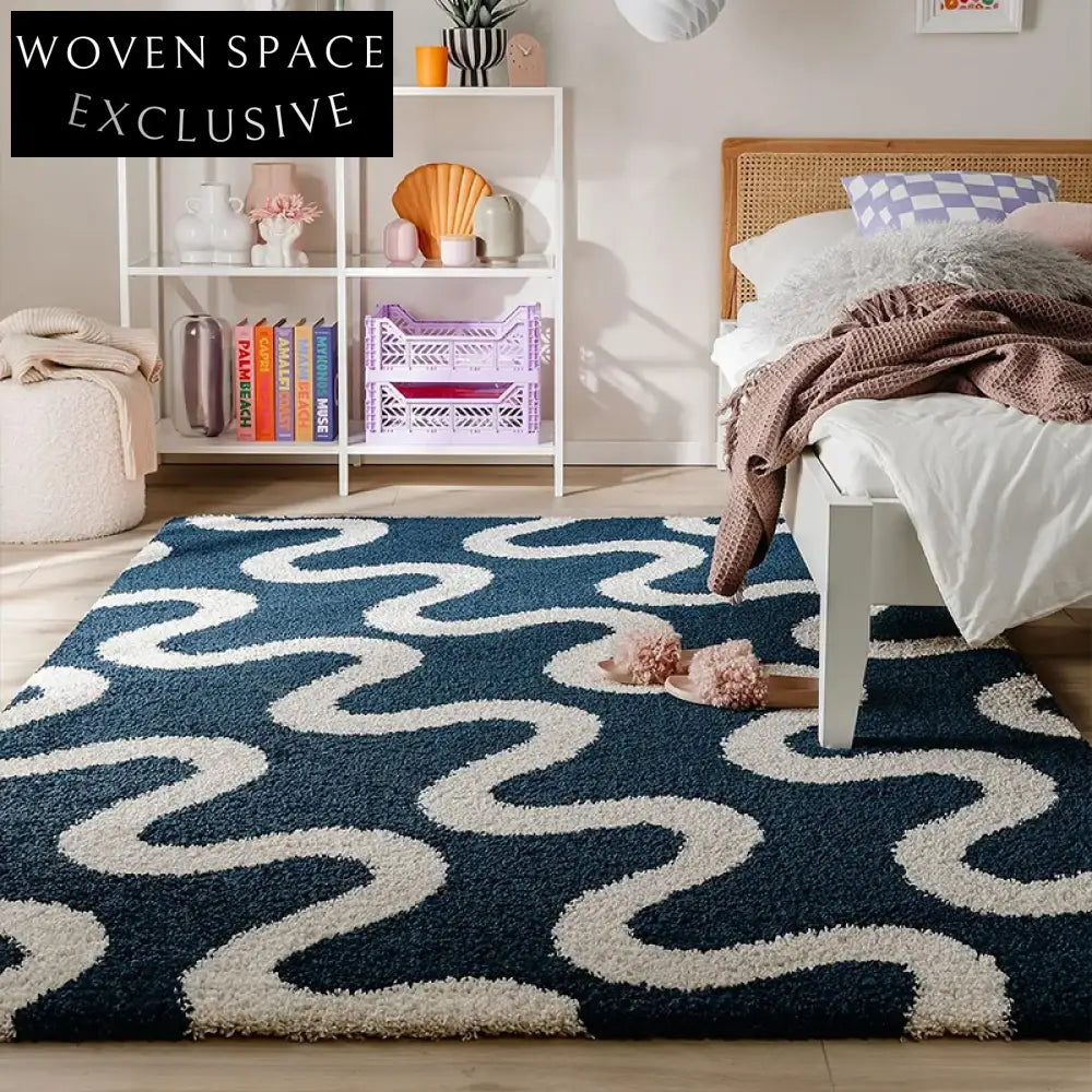 Elegant French Cream Style Black Stripe Polyester Area Rug for Modern Living