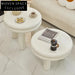 Elegant French Cream White Round Wood Coffee & Side Table for Living Room