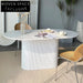 Elegant French Design Solid Wood Oval Marble Top Dining Table