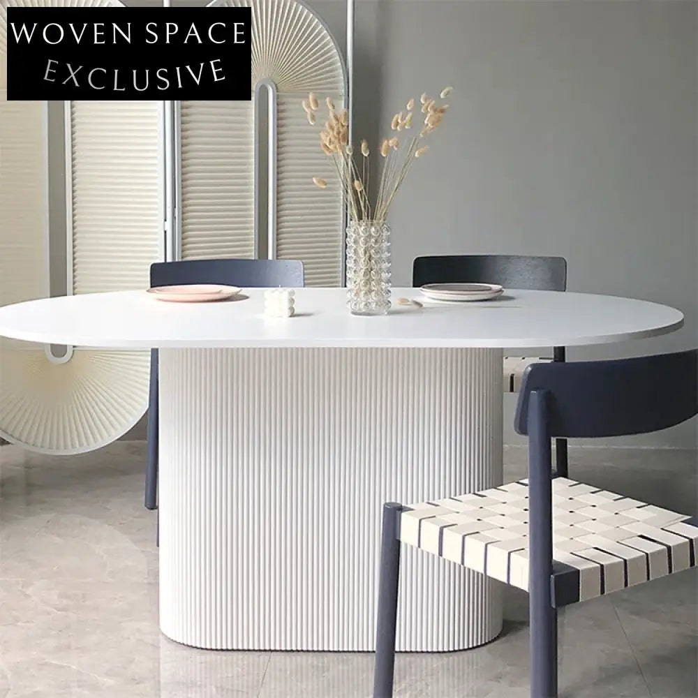 Elegant French Design Solid Wood Oval Marble Top Dining Table