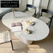 Elegant French Design Solid Wood Oval Marble Top Dining Table