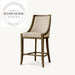 Elegant French Empire Solid Wood Upholstered Counter Height Bar Stool