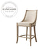 Elegant French Empire Solid Wood Upholstered Counter Height Bar Stool