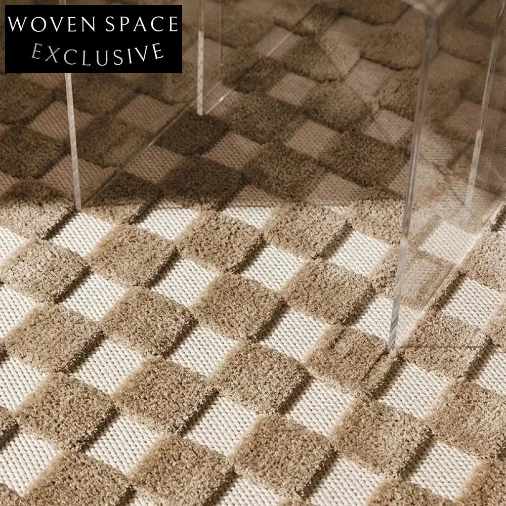 Elegant French Geometric Tufted Area Rug: Modern Polyester Home Decor with Tassels