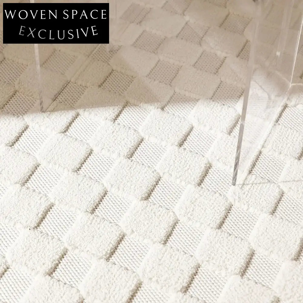 Elegant French Geometric Tufted Area Rug: Modern Polyester Home Decor with Tassels