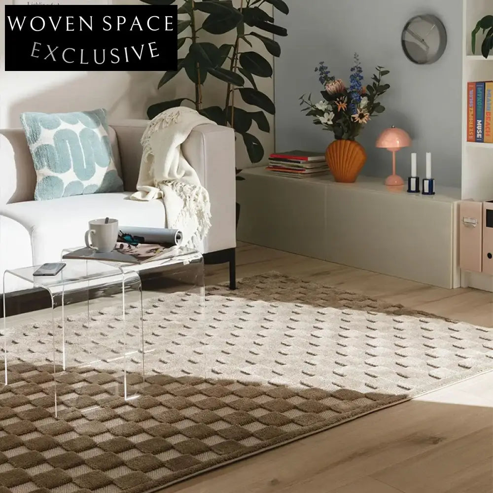 Elegant French Geometric Tufted Area Rug: Modern Polyester Home Decor with Tassels