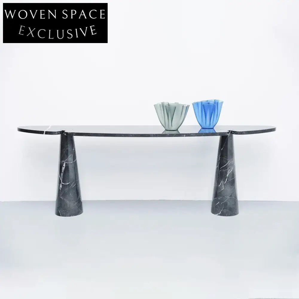 Elegant French Gold Fish Marble Top Living Room Console Table