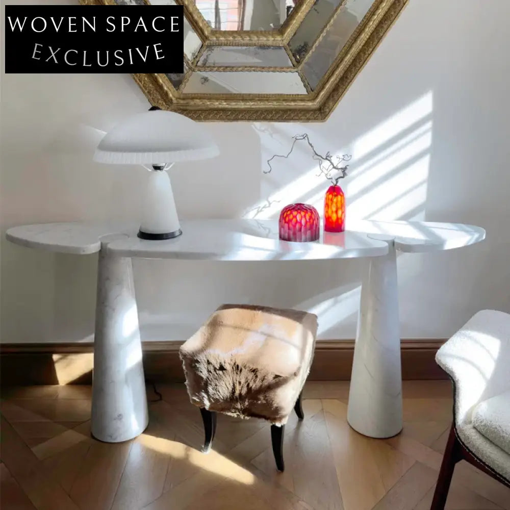 Elegant French Gold Fish Marble Top Living Room Console Table