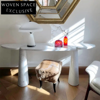 Elegant French Gold Fish Marble Top Living Room Console Table