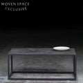 Elegant French Vintage Industrial Coffee Table, Steel Frame, Natural Blue Stone Top