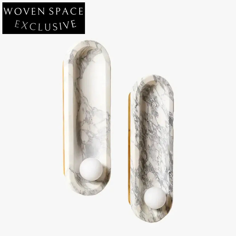 Elegant French LED Wall Lamp, Calacatta Viola Marble, Modern Home Sconce