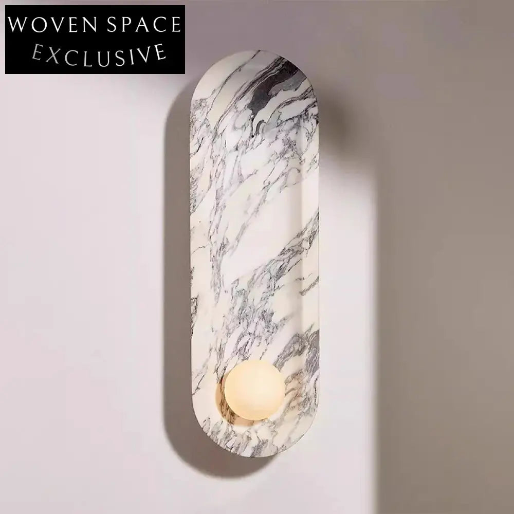 Elegant French LED Wall Lamp, Calacatta Viola Marble, Modern Home Sconce