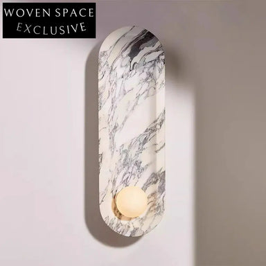 Elegant French LED Wall Lamp, Calacatta Viola Marble, Modern Home Sconce