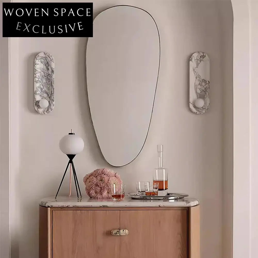 Elegant French LED Wall Lamp, Calacatta Viola Marble, Modern Home Sconce