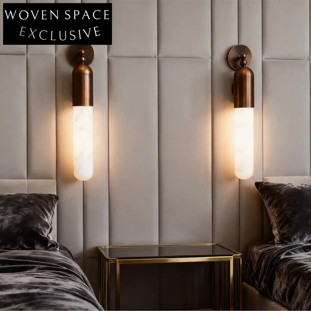 Elegant French LED Wall Lamp with Calacatta Viola Violet Marble Design