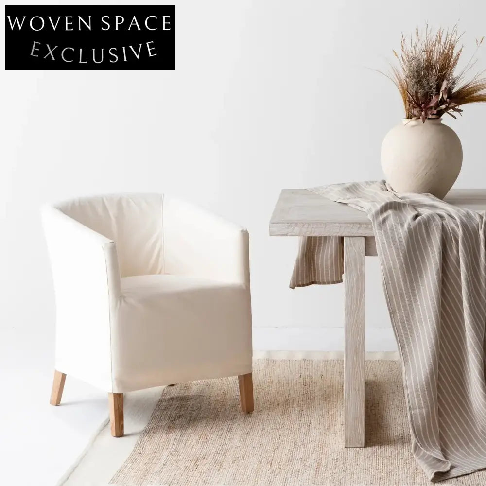 Elegant French Style Linen Dining Chair with Removable Cover, Solid Wood Frame