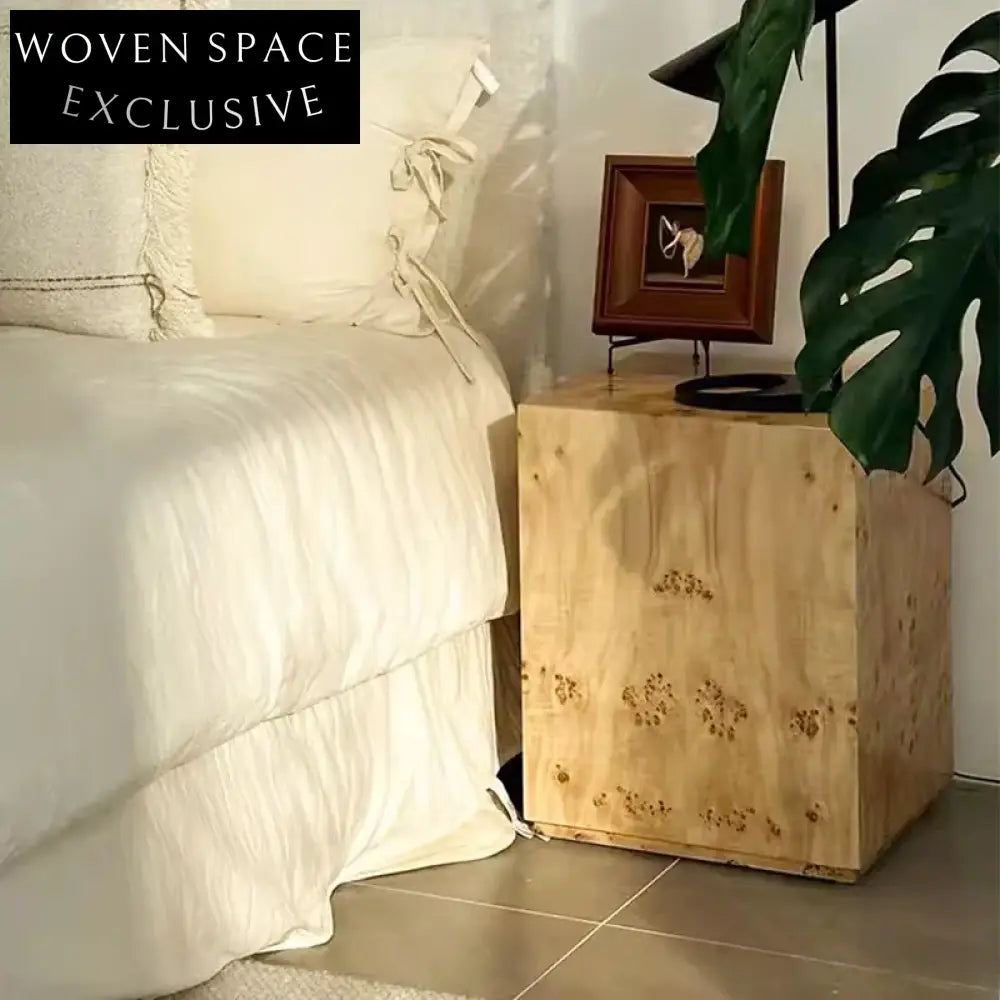 Elegant French Mid-Century Modern Wood Nightstand Bedroom Side Table with Storage