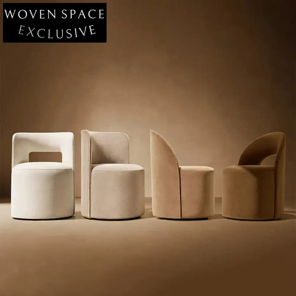 Elegant French Minimalist Art Deco Fabric Upholstered Accent Dining Chair