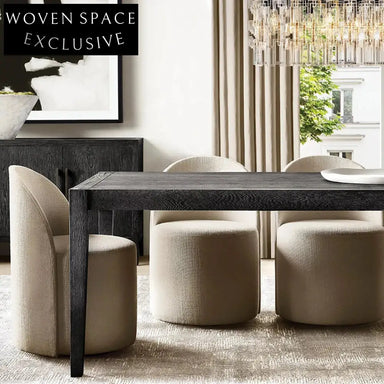 Elegant French Minimalist Art Deco Fabric Upholstered Accent Dining Chair