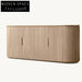Elegant French Minimalist Curved Oak 4-Door Sideboard for Dining & Living Room Storage