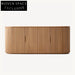 Elegant French Minimalist Curved Oak 4-Door Sideboard for Dining & Living Room Storage