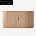 Elegant French Minimalist Curved Oak 4-Door Sideboard for Dining & Living Room Storage
