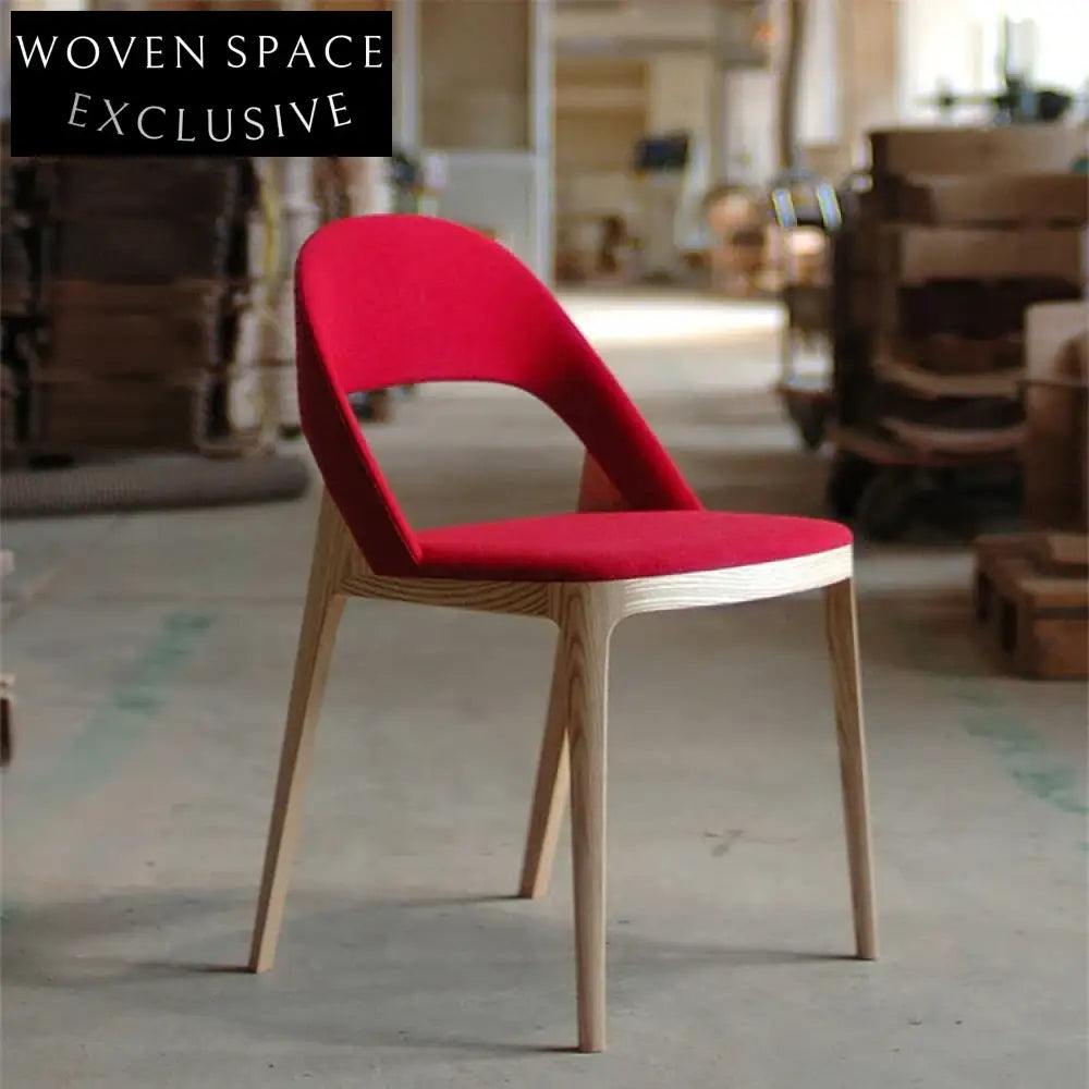 Elegant French Modern Wooden Cafe Restaurant Dining Chair with Fabric Seat