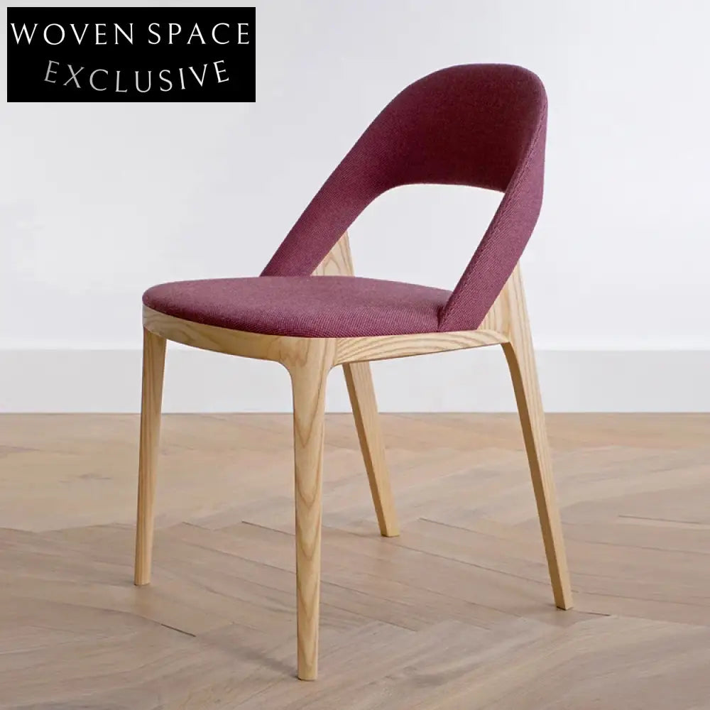 Elegant French Modern Wooden Cafe Restaurant Dining Chair with Fabric Seat
