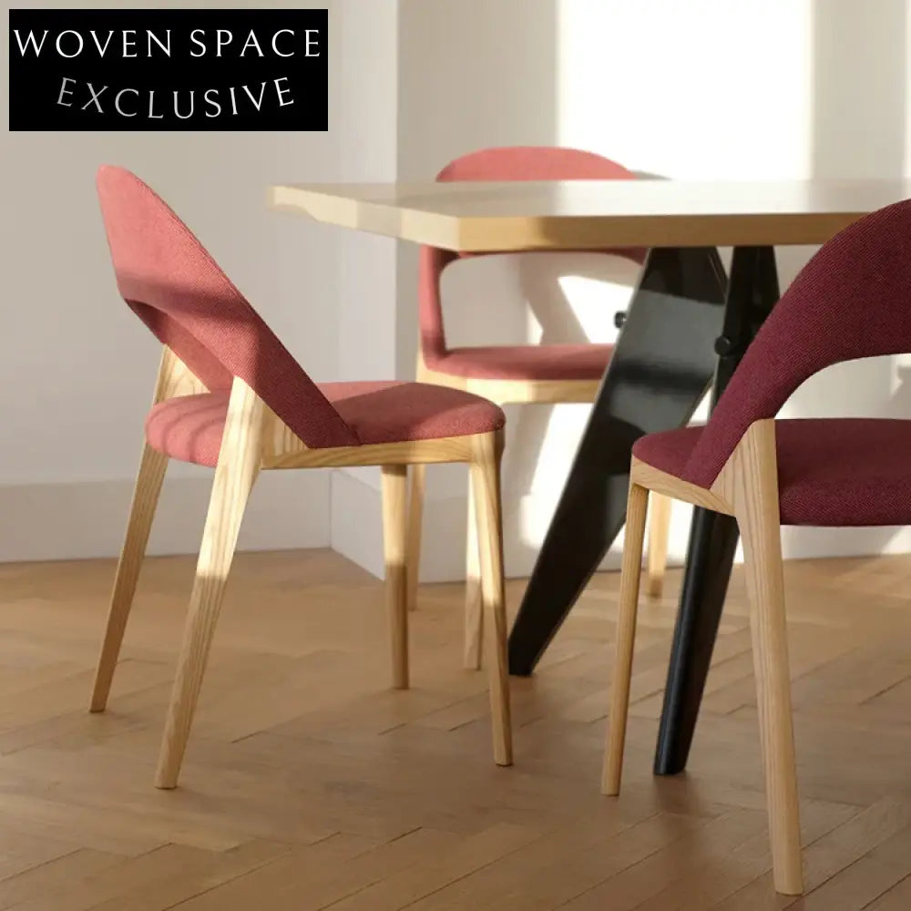 Elegant French Modern Wooden Cafe Restaurant Dining Chair with Fabric Seat