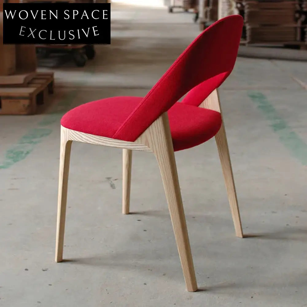 Elegant French Modern Wooden Cafe Restaurant Dining Chair with Fabric Seat