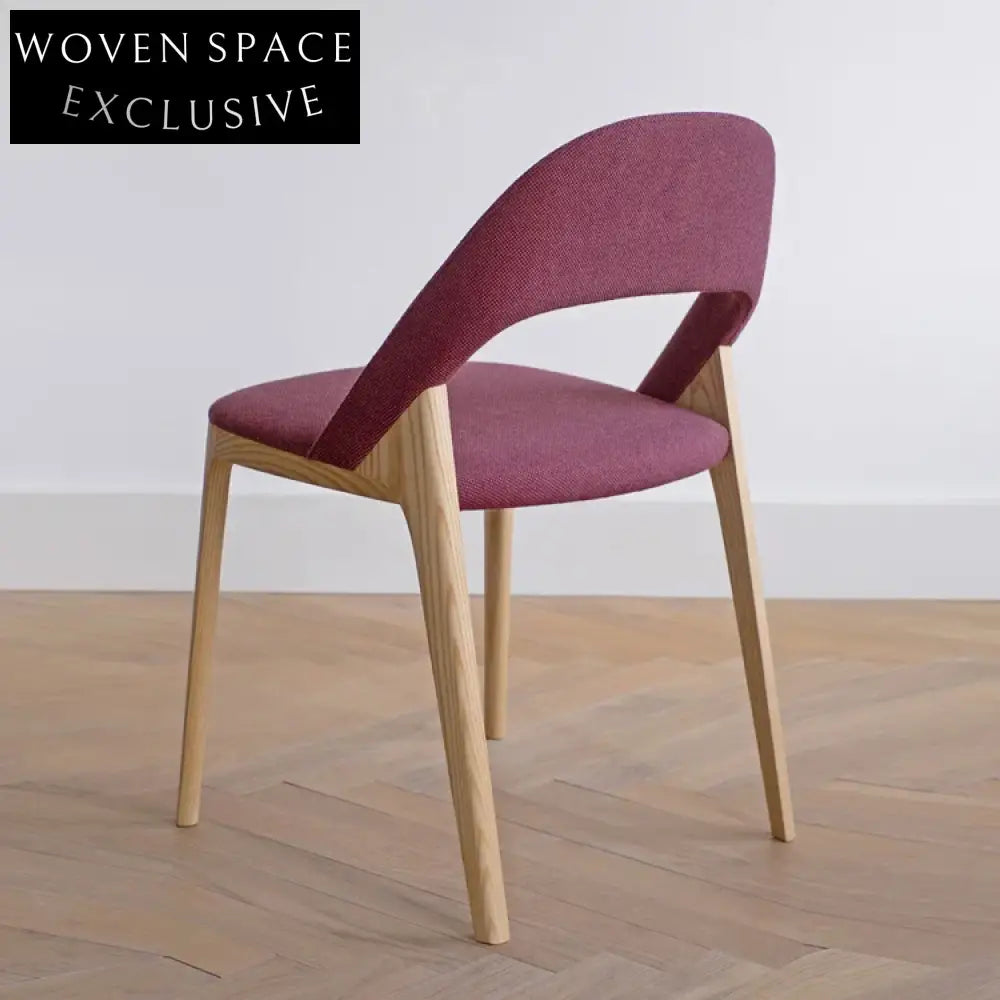 Elegant French Modern Wooden Cafe Restaurant Dining Chair with Fabric Seat