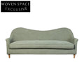 Elegant French Nordic Curved Back Sofa - Solid Oak Wood Frame, Linen Upholstery