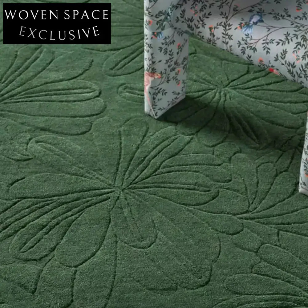 Elegant French Relief Solid Color Polyester Carpet - Vintage Green Antique Style Home Accent