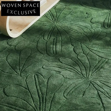 Elegant French Relief Solid Color Polyester Carpet - Vintage Green Antique Style Home Accent